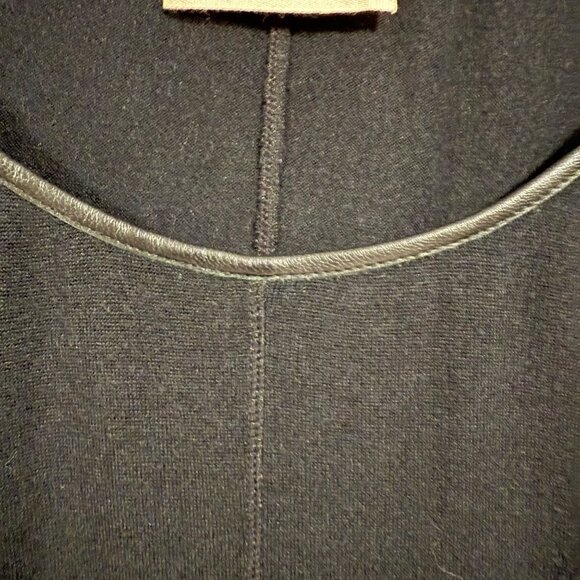 Alice + Olivia Air‎ Black Lamb Leather Trimmed Blouse Size M - Picture 3 of 12